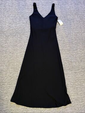 Classic Black V-Neck Maxi Slip Dress